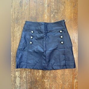 Forever 21 Black Faux Leather Mini Skirt with Button Details size 24